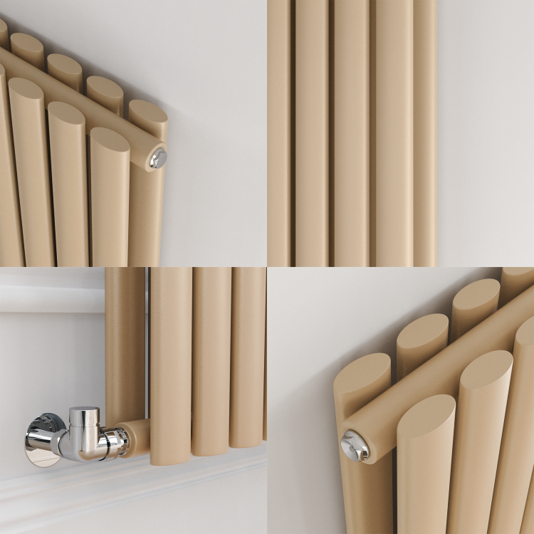 Sorrento Elk brown Vertical Oval Designer Radiator 1800x590mm Double Panel 6229 BTU