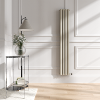 Linen Vertical Smart Electric Radiator with Wi-Fi Thermostat - 1.2KW - H1600xW236 - Bathroom Safe