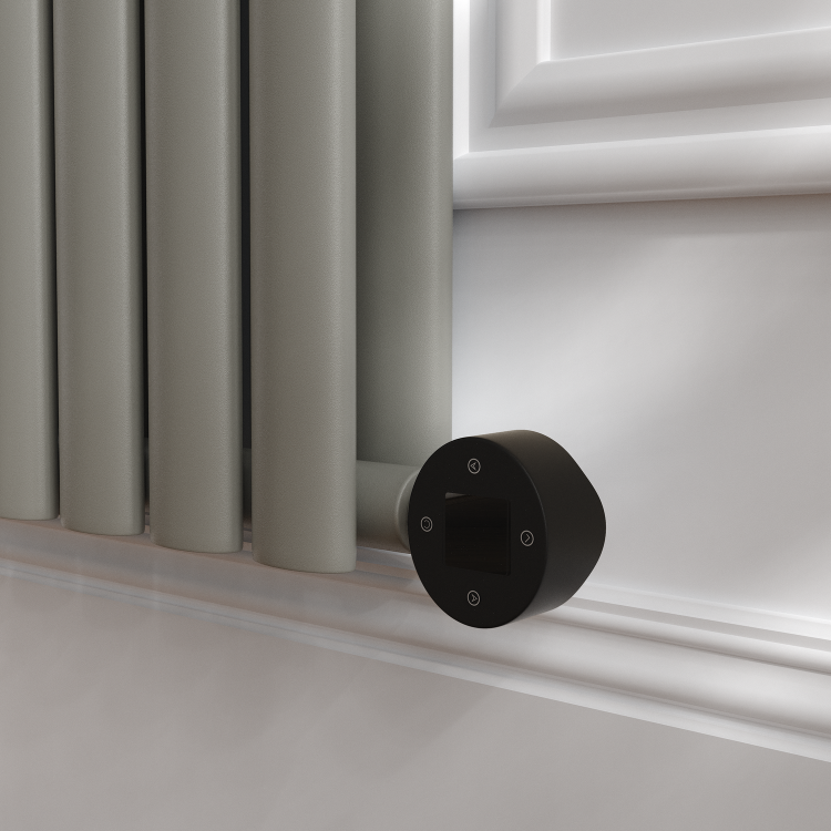 Smoked Stone Vertical Smart Electric Radiator with Wi-Fi Thermostat - 1.2KW - H1600xW236 - Bathroom Safe