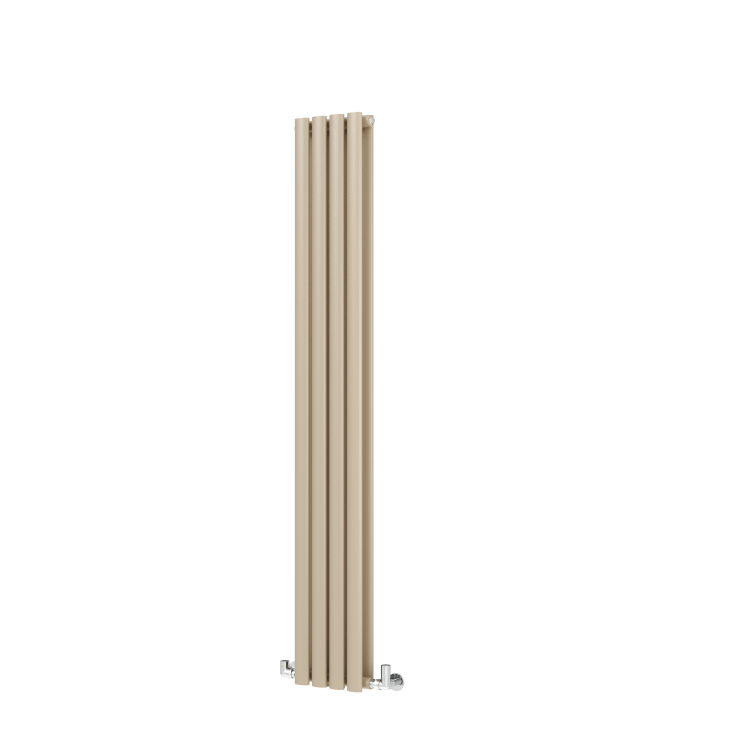 Sorrento Beige grey Vertical Oval Designer Radiator 1600x236mm Double Panel 2234 BTU
