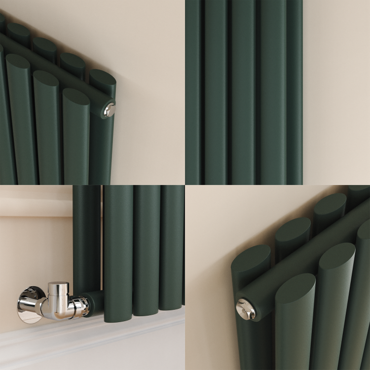 Sorrento Evergreen Vertical Oval Designer Radiator 1600x236mm Double Panel 2234 BTU