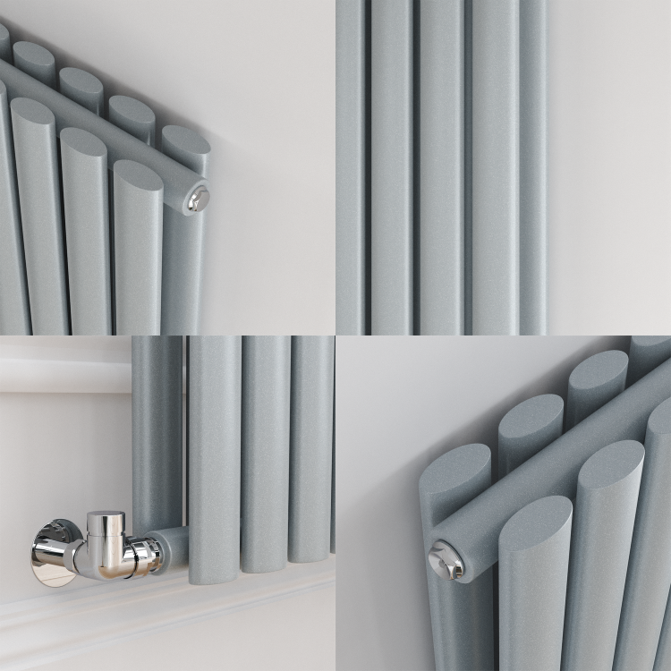 Sorrento Salt & Pepper Vertical Oval Designer Radiator 1600x236mm Double Panel 2234 BTU