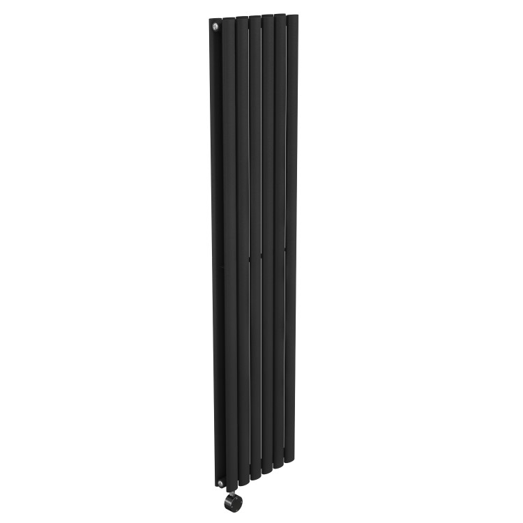 Midnight Black Vertical Smart Electric Radiator with Wi-Fi Thermostat - 1.2kW - Double Panel H1600xW354mm - Bathroom Safe