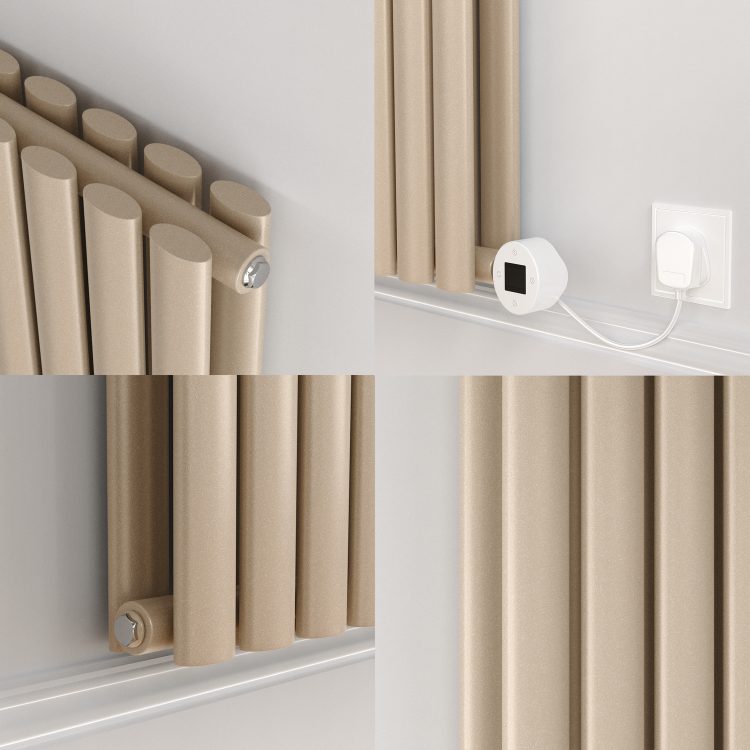 Cleopatra Vertical Smart Electric Radiator with Wi-Fi Thermostat - 1.2KW - H1600xW354 - Bathroom Safe