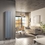 Light Grey Vertical Smart Electric Radiator with Wi-Fi Thermostat - 1.2kW - Double Panel H1600xW354mm - Bathroom Safe