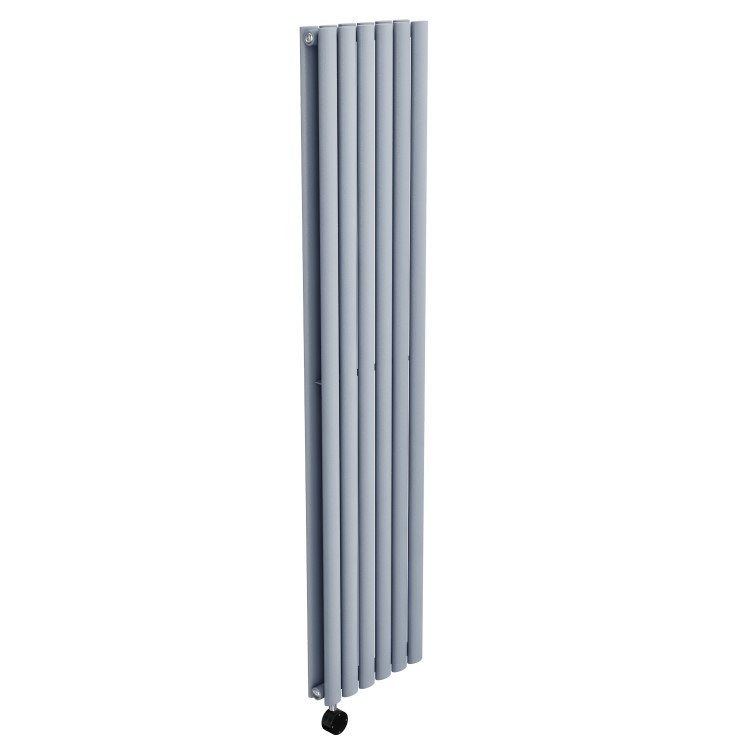 Light Grey Vertical Smart Electric Radiator with Wi-Fi Thermostat - 1.2kW - Double Panel H1600xW354mm - Bathroom Safe