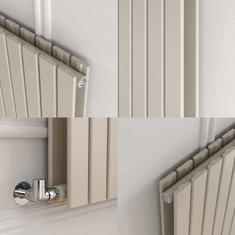 Riace Linen Vertical Flat Designer Radiator 1800x408mm Double Panel 4168 BTU