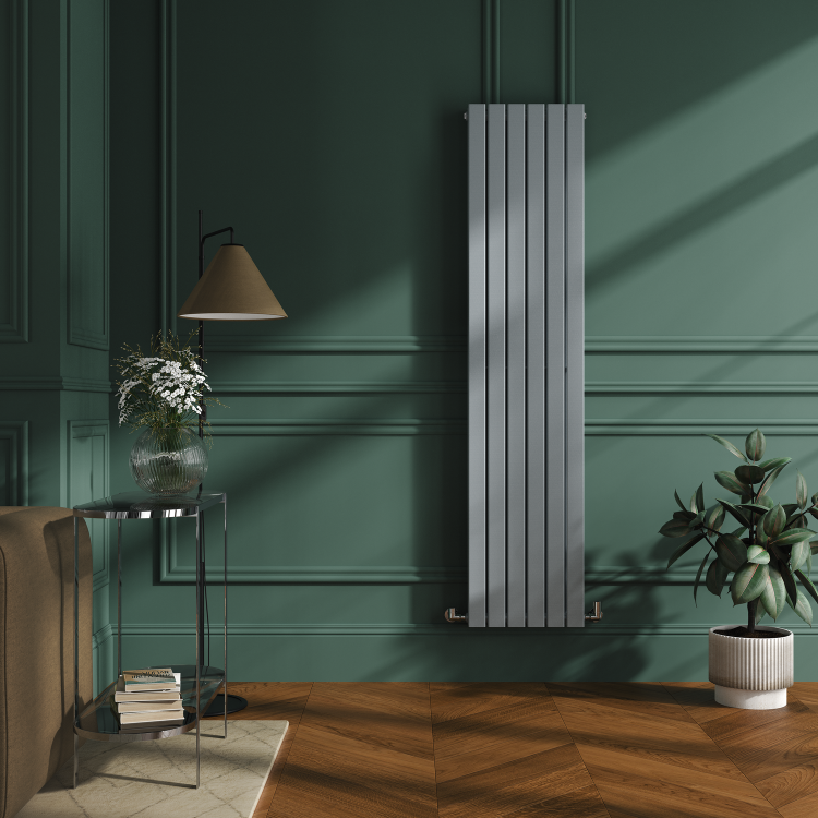 Riace Salt & Pepper Vertical Flat Designer Radiator 1800x408mm Double Panel 4168 BTU
