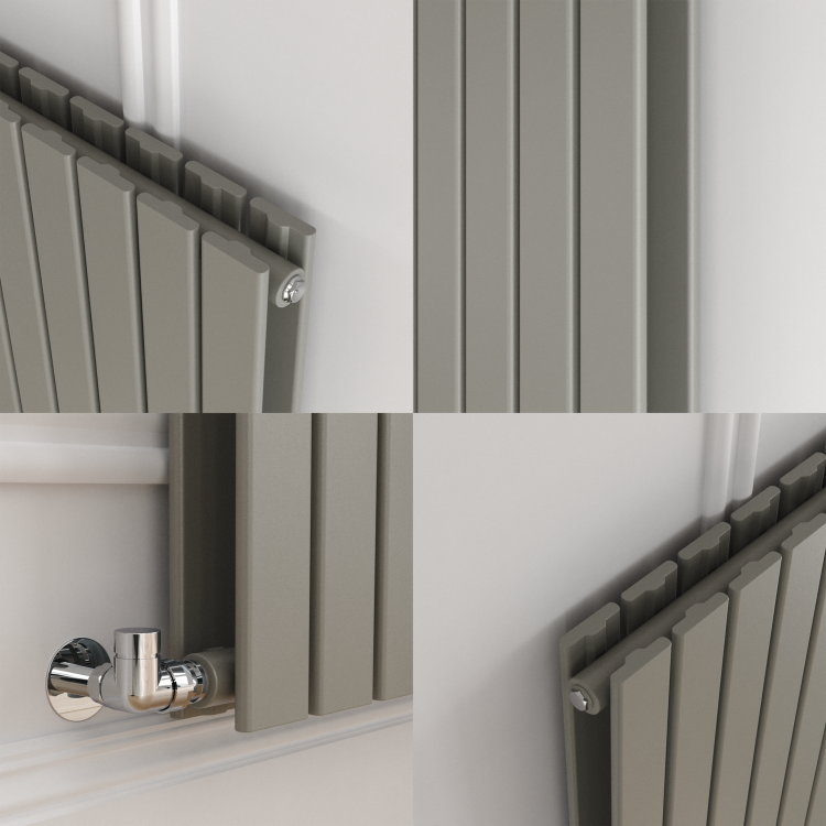 Riace Smoked Stone Vertical Flat Designer Radiator 1800x408mm Double Panel 4168 BTU