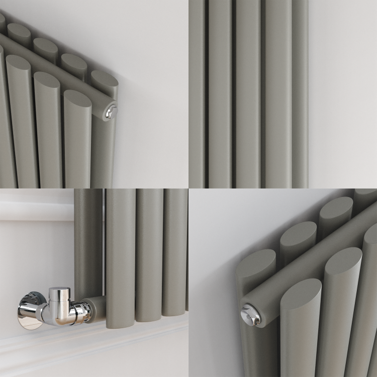 Sorrento Smoked Stone Vertical Oval Designer Radiator 1600x472mm Double Panel 4468 BTU