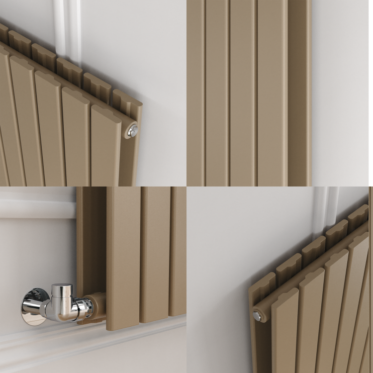 Riace Beige grey Vertical Flat Designer Radiator 1800x544mm Double Panel 5557 BTU