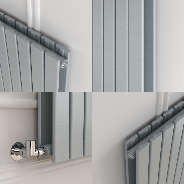 Riace Salt & Pepper Vertical Flat Designer Radiator 1800x544mm Double Panel 5557 BTU