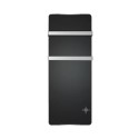 A2/VG2TR-1.2BW 1200W Black Designer Glass Heater Wall Mounted with 2 Towel Rails and Smart WiFi Alexa - IP24 Bathroom Safe 