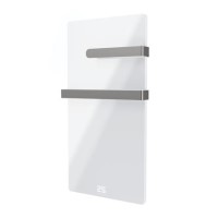 380W Smart Infrared Vertical White Glass Designer Wall Heater 450x900mm with Optional Towel Rail - IP24 Bathroom Safe