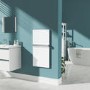 380W Smart Infrared Vertical White Glass Designer Wall Heater 450x900mm with Optional Towel Rail - IP24 Bathroom Safe