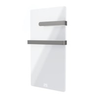 600W Smart Infrared Vertical White Glass Designer Wall Heater 550x1100mm with Optional Towel Rail - IP24 Bathroom Safe