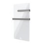 600W Smart Infrared Vertical White Glass Designer Wall Heater 550x1100mm with Optional Towel Rail - IP24 Bathroom Safe