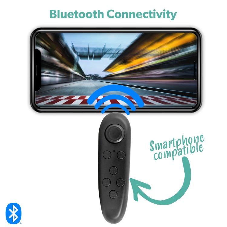 Bluetooth Remote Control Gamepad for Tablets Smartphones VR Headsets - Black