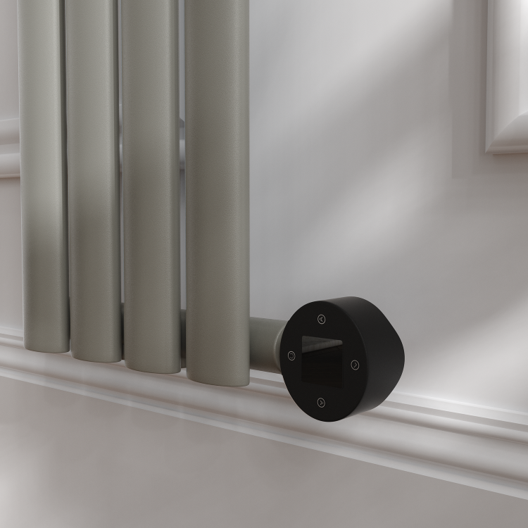 Smoked Stone Vertical Smart Electric Radiator with Wi-Fi Thermostat - 1KW - H1600xW236 - Bathroom Safe