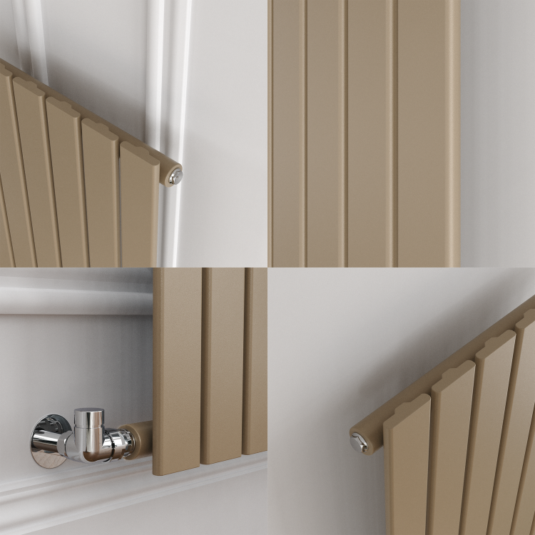 Riace Beige grey Vertical Flat Designer Radiator 1600x272mm Single Panel 1628 BTU