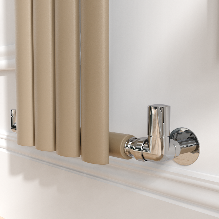 Sorrento Beige grey Vertical Oval Designer Radiator 1600x236mm Single Panel 1521 BTU