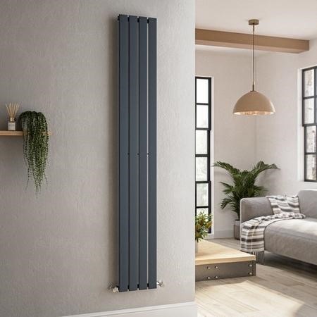 Riace Anthracite Vertical Flat Designer Radiator 1800x272mm Single ...