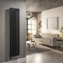 Midnight Black Electric Vertical Designer Radiator 1kW with Wifi Thermostat - H1600xW354mm - IPX4 Bathroom Safe