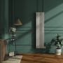 Linen Vertical Smart Electric Radiator with Wi-Fi Thermostat - 1KW - H1600xW354 - Bathroom Safe