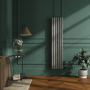 Smoked Stone Vertical Smart Electric Radiator with Wi-Fi Thermostat - 1KW - H1600xW354 - Bathroom Safe