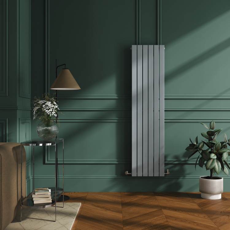Riace Salt & Pepper Vertical Flat Designer Radiator 1600x408mm Single Panel 2442 BTU
