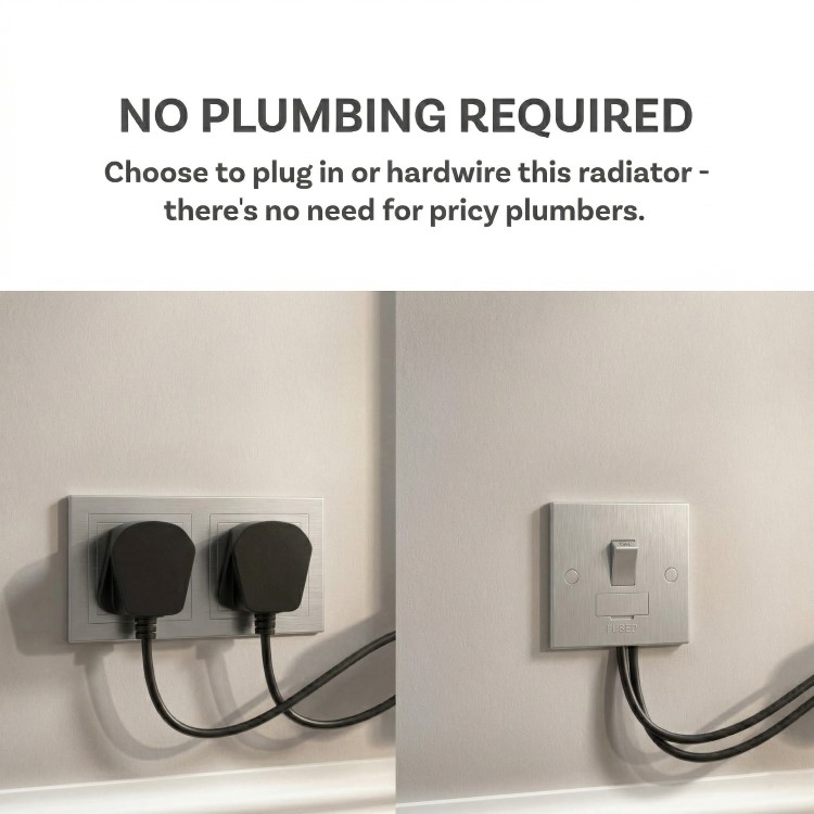 Midnight Black Vertical Smart Electric Radiator with Wi-Fi Thermostat - 2000W - H1800xW354mm - Bathroom Safe