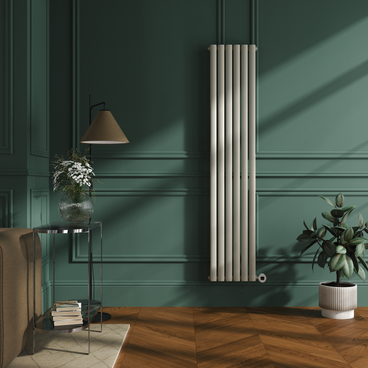 Linen Vertical Smart Electric Radiator with Wi-Fi Thermostat - 2000W - H1800xW354 - Bathroom Safe