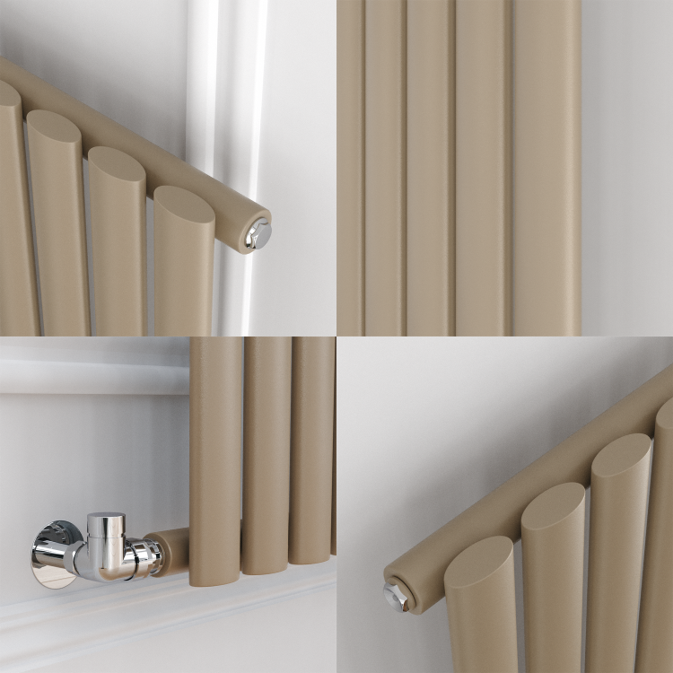 Sorrento Beige grey Vertical Oval Designer Radiator 1800x354mm Single Panel 2530 BTU