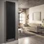 Midnight Black Vertical Smart Electric Radiator with Wi-Fi Thermostat - 2.4kW - H1800xW472mm - Bathroom Safe