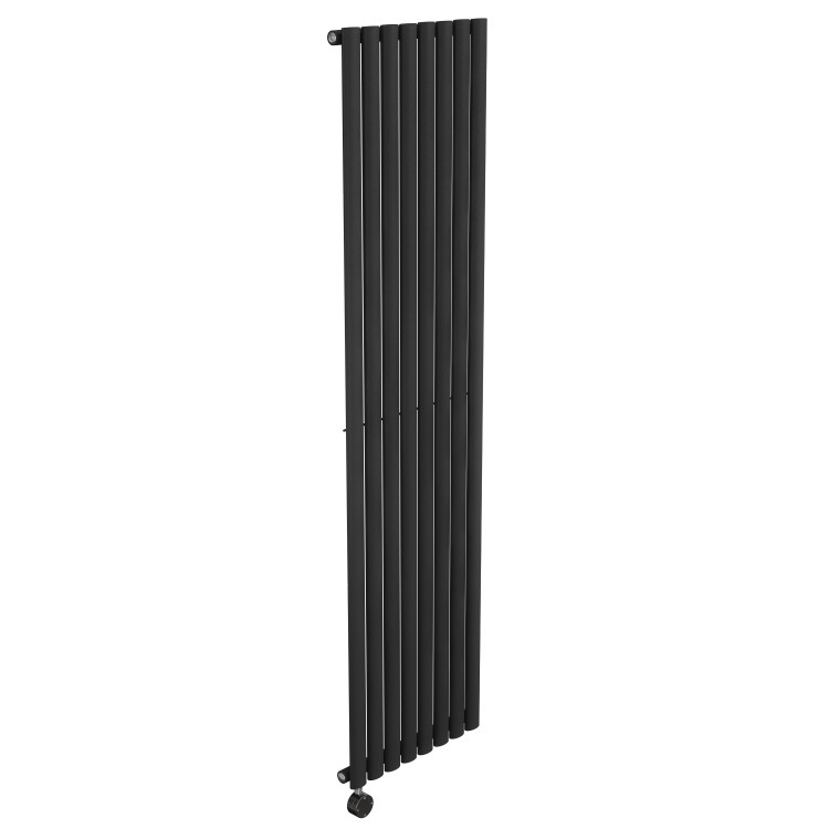 Midnight Black Vertical Smart Electric Radiator with Wi-Fi Thermostat - 2.4kW - H1800xW472mm - Bathroom Safe
