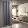 GRADE A2 - Anthracite Electric Vertical Designer Radiator 2.4kW with Wifi Thermostat - H1800xW472mm - IPX4 Bathroom Safe