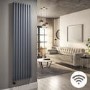 GRADE A2 - Anthracite Electric Vertical Designer Radiator 2.4kW with Wifi Thermostat - H1800xW472mm - IPX4 Bathroom Safe