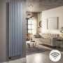 Light Grey Electric Vertical Designer Radiator 2.4kW with Wifi Thermostat - H1800xW472mm - IPX4 Bathroom Safe