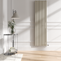 Linen Vertical Smart Electric Radiator with Wi-Fi Thermostat - 2x1.2KW - H1800xW472 - Bathroom Safe