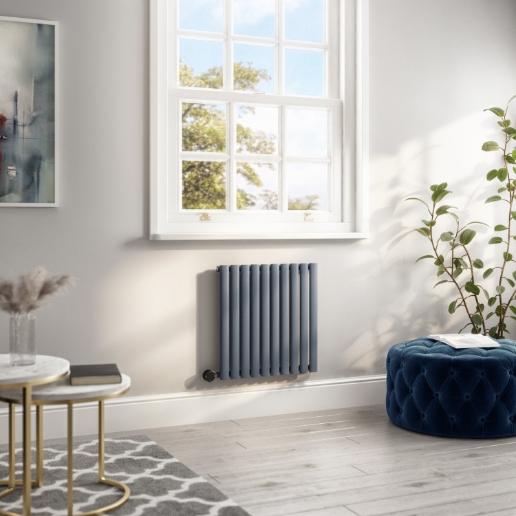 Anthracite Horizontal Smart Electric Radiator with Wi-Fi Thermostat - 600W - H600xW590mm - Bathroom Safe