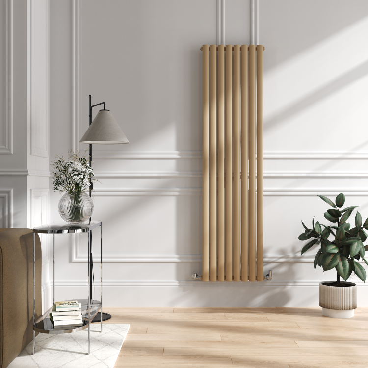Sorrento Elk brown Vertical Oval Designer Radiator 1800x472mm Single Panel 3373 BTU