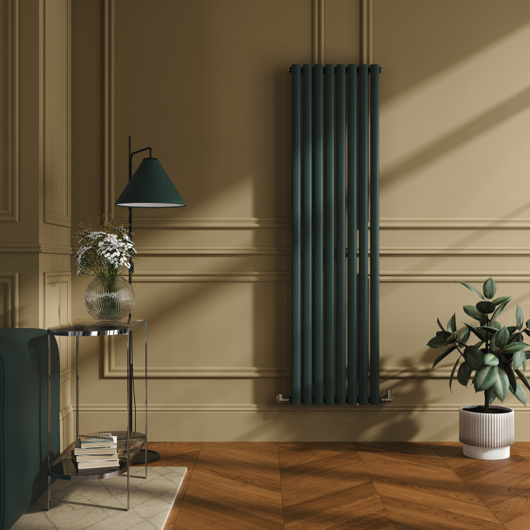 Sorrento Evergreen Vertical Oval Designer Radiator 1800x472mm Single Panel 3373 BTU