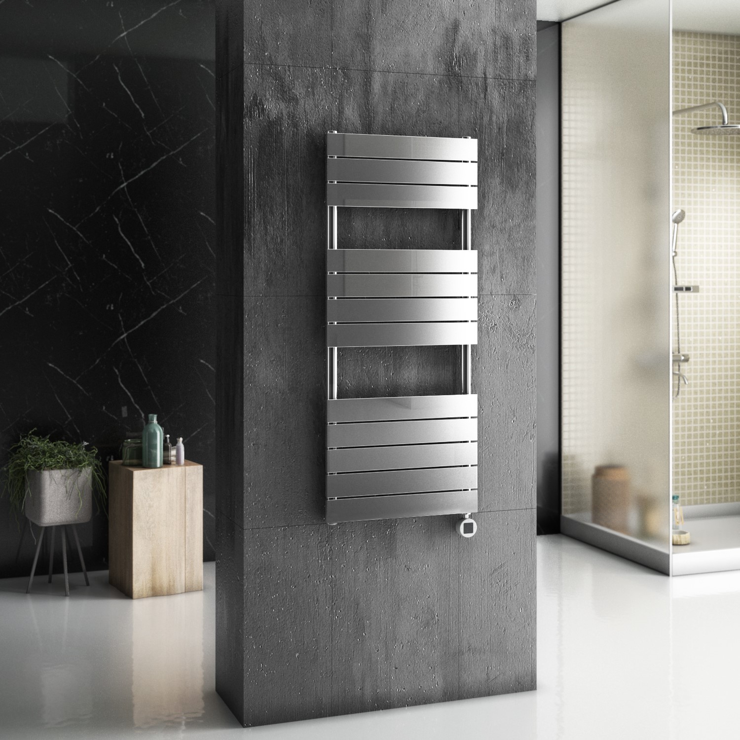 GRADE A1 - electriQ Flat Panel Electric Towel Radiator H1200xW500mm ...