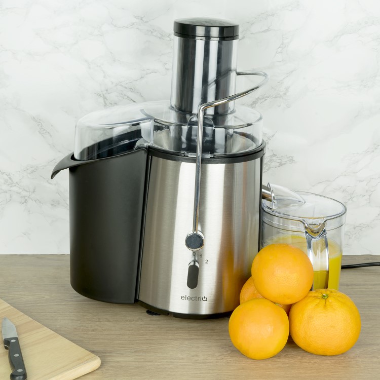GRADE A1 - electriQ WF1000 Whole Fruit 990W Power Juicer - Stainless Steel
