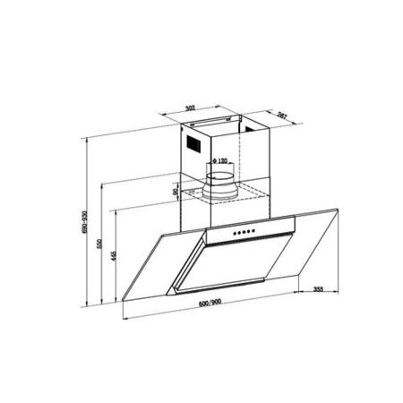 GRADE A2 - electriQ 90cm Angled Glass and Steel Designer Chimney Cooker Hood  -  5 Year warranty