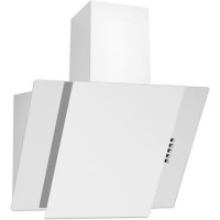 electriQ 60cm Angled Chimney Cooker Hood - White Glass