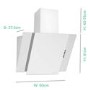 electriQ 60cm Angled Chimney Cooker Hood - White Glass