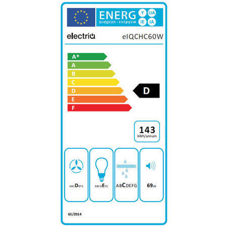 GRADE A2 - electriQ White Glass Angled 60cm Cooker Hood Includes Optional Chimney  -  5 Year warranty