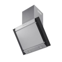 electriQ 60cm Angled Chimney Cooker Hood - Stainless Steel & Black Glass