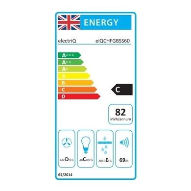 electriQ 60cm Angled Chimney Cooker Hood - Stainless Steel & Black Glass